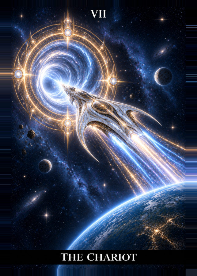 The Chariot card from the Galactic Origins Tarot deck